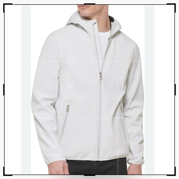 GUESS Men's Softshell Long Sleeve Hood Jacket, White - Picture 2 of 10